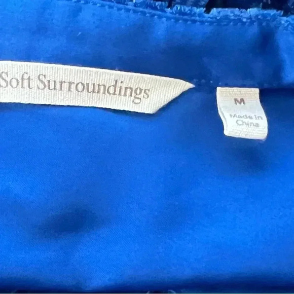 Soft Surroundings Ivy Shirt Women Sz M Velvet Burnout Cobalt Blue Jewel Button - Picture 11 of 13